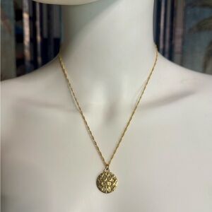 Coach Signature C Hammered Medallion Pendant 18k/.925 Necklace